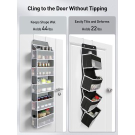 Yecaye 1 Pc Over the Door Organizer with 5 Bins 10 Side Pockets, 44lbs Load Grey