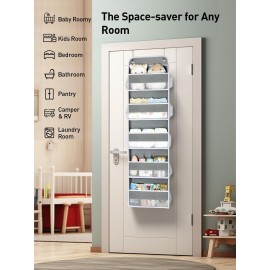Yecaye 1 Pc Over the Door Organizer with 5 Bins 10 Side Pockets, 44lbs Load Grey