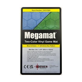 Chessex Play Mat - Mat: 1 Hex 2 Sided Blue/Green Megamat (Two Color Mat) - Smooth & Tough - Compatible with Tabletop RPGs - Accessories for Game Night