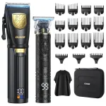 GLAKER Hair Clippers for Men Professional, Cordless Clippers for Hair Cutting, Mens Hair Clippers and Trimmer Kit for Barber with LED Display 15 Guide Combs