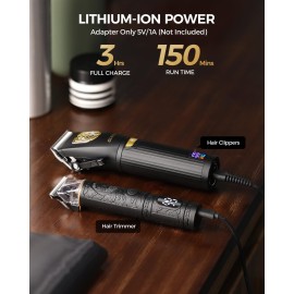 GLAKER Hair Clippers for Men Professional, Cordless Clippers for Hair Cutting, Mens Hair Clippers and Trimmer Kit for Barber with LED Display 15 Guide Combs