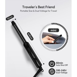 FARERY 1/2 Inch Ceramic Mini Hair Curler with 3 Adjustable Temp, Dual Voltage, Travel Curling Iron for Short Hair, Infused with Keratin & Argan Oil, Storage Bag FARERY 1/2 Inch Ceramic Mini Hair Curler with 3 Adjustable Temp, Dual Voltage, Travel Curling Iron for Short Hair, Infused with Keratin & Argan Oil, Storage Bag