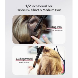 FARERY 1/2 Inch Ceramic Mini Hair Curler with 3 Adjustable Temp, Dual Voltage, Travel Curling Iron for Short Hair, Infused with Keratin & Argan Oil, Storage Bag FARERY 1/2 Inch Ceramic Mini Hair Curler with 3 Adjustable Temp, Dual Voltage, Travel Curling Iron for Short Hair, Infused with Keratin & Argan Oil, Storage Bag