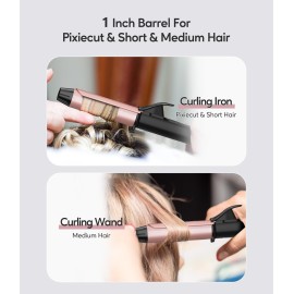 1 Inch Dual Voltage Ceramic Curling Iron with Keratin & Argan Oil, Mini Hair Curler, Travel Size with Storage Bag