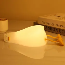 MAGOHMT Existential Crisis Duck Lamp - 3-Level Dimmable Rechargeable Night Light for Kids Breastfeeding & Nursery | Silicone, Touch Control & Lying Flat Design, Toddler Room Safe (Ducky Lay Lamp)