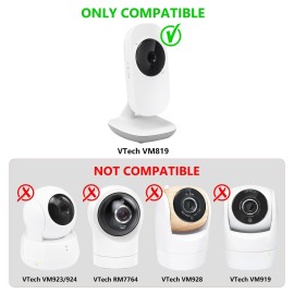 Baby Monitor Holder Compatible with VTech VM819, Flexible Baby Monitor Mount, Crib Clip Mount Without Tools or Wall Damage - White