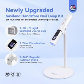 SAVILAND LED U V Light with Magnetic Stand & LCD Screen Portable Nail Lamp Kit Handsfree 2-Timer Modes Portable Mini Nail Dryer Stand for Gel Nails USB Rechargeable and Cordless for Home DIY Manicure SAVILAND LED U V Light with Magnetic Stand & LCD Screen Portable Nail Lamp Kit Handsfree 2-Timer Modes Portable Mini Nail Dryer Stand for Gel Nails USB Rechargeable and Cordless for Home DIY Manicure