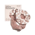 Kitsch Ultra Soft Microfiber Large Hair Ties for Women - Towel Scrunchies for Wet Hair, 2 Count - Terracotta Checker