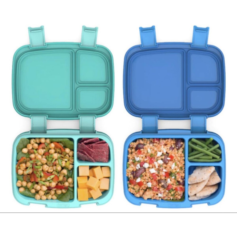 Bentgo Fresh (Blue/Green 2 PACK) - New & Improved Leak-Proof, Versatile 4-Compartment Bento-Style Lunch Box