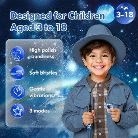 Kids Electric Toothbrush Rechargeable Age 3-5-6-12-18 Year Old, Sonic Toothbrush Kids with Timer 3 Modes 4 Vibrating Heads Habit Stickers Tooth Brush for Girls Boys and Childrens (Astronaut Black) Kids Electric Toothbrush Rechargeable Age 3-5-6-12-18 Year Old, Sonic Toothbrush Kids with Timer 3 Modes 4 Vibrating Heads Habit Stickers Tooth Brush for Girls Boys and Childrens (Astronaut Black)