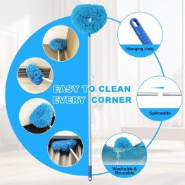 Ceiling Fan Cleaner Duster Reusable Microfiber Ceiling Fan Blade Cleaner Removable Duster with Extension Pole Adjusts 13 to 49.7 Inch for Cleaning Walls Bookshelves Furniture Door Window Top (Blue) Ceiling Fan Cleaner Duster Reusable Microfiber Ceiling Fan Blade Cleaner Removable Duster with Extension Pole Adjusts 13 to 49.7 Inch for Cleaning Walls Bookshelves Furniture Door Window Top (Blue)