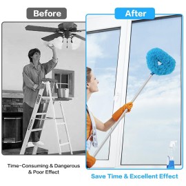 Ceiling Fan Cleaner Duster Reusable Microfiber Ceiling Fan Blade Cleaner Removable Duster with Extension Pole Adjusts 13 to 49.7 Inch for Cleaning Walls Bookshelves Furniture Door Window Top (Blue) Ceiling Fan Cleaner Duster Reusable Microfiber Ceiling Fan Blade Cleaner Removable Duster with Extension Pole Adjusts 13 to 49.7 Inch for Cleaning Walls Bookshelves Furniture Door Window Top (Blue)