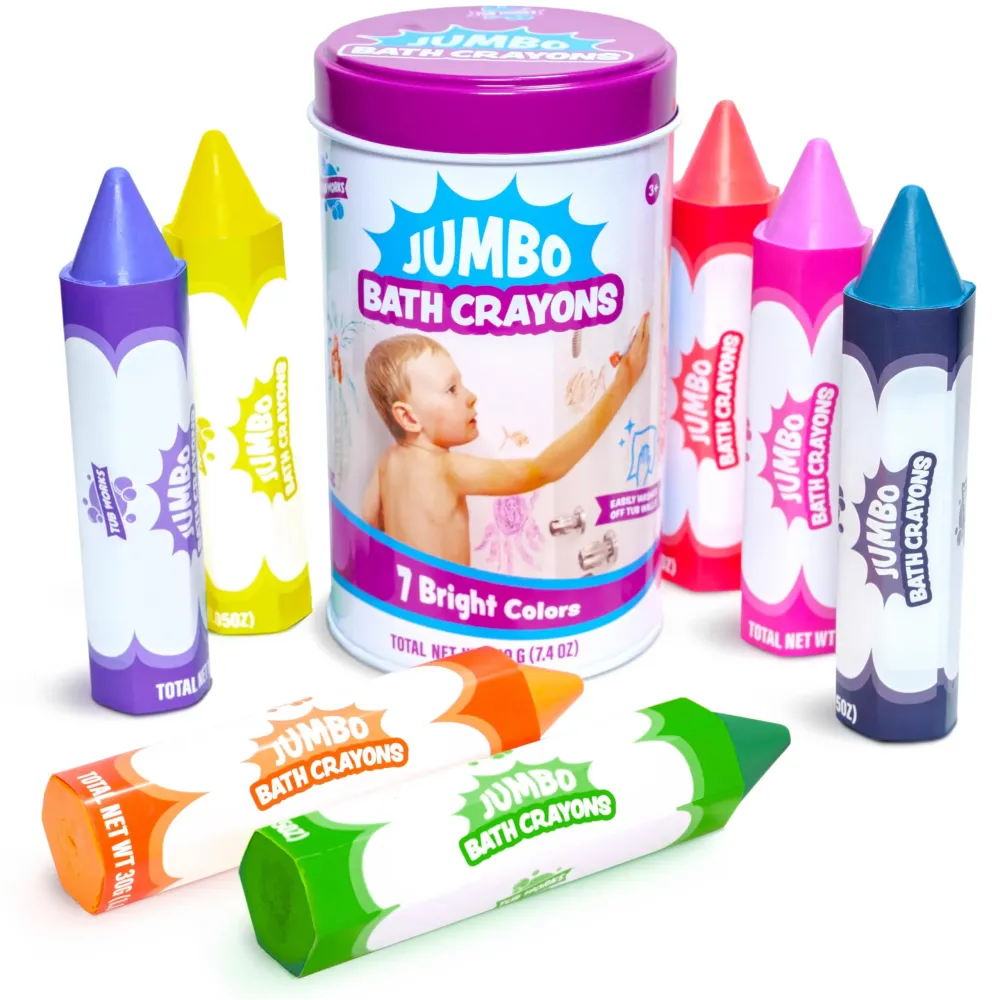 Tub Works Smooth Jumbo Bath Crayons Bath Toy | Nontoxic, Washable Bath Crayons for Toddlers & Kids | Unique Formula Draws Smoothly & Vividly on Wet & Dry Tub Walls | Large, Easy-Grip Bathtub Crayons Tub Works Smooth Jumbo Bath Crayons Bath Toy | Nontoxic, Washable Bath Crayons for Toddlers & Kids | Unique Formula Draws Smoothly & Vividly on Wet & Dry Tub Walls | Large, Easy-Grip Bathtub Crayons