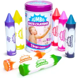 Tub Works Smooth Jumbo Bath Crayons Bath Toy | Nontoxic, Washable Bath Crayons for Toddlers & Kids | Unique Formula Draws Smoothly & Vividly on Wet & Dry Tub Walls | Large, Easy-Grip Bathtub Crayons