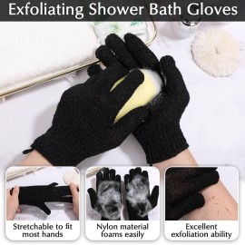 Anezus Exfoliating Back Scrubber Bath Gloves Set, Exfoliating Shower Towel with Shower Gloves for Body Scrub, Back Cleaner Wash Gloves to Remove Dead Skin (Black) Anezus Exfoliating Back Scrubber Bath Gloves Set, Exfoliating Shower Towel with Shower Gloves for Body Scrub, Back Cleaner Wash Gloves to Remove Dead Skin (Black)