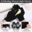 Anezus Exfoliating Back Scrubber Bath Gloves Set, Exfoliating Shower Towel with Shower Gloves for Body Scrub, Back Cleaner Wash Gloves to Remove Dead Skin (Black)