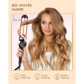 Curling Iron 2 Inch, Large Barrel Curling Wand for Hair, Ceramic Long Barrel Hair Curling Iron Dual Voltage Curling Iron 2 Inch, Large Barrel Curling Wand for Hair, Ceramic Long Barrel Hair Curling Iron Dual Voltage