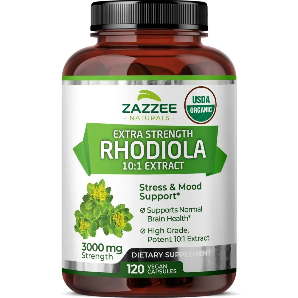 Zazzee USDA Organic Rhodiola 10:1 Exract, 3000 mg Strength, 120 Capsules, 4 Month Supply, Standardized and Concentrated 10X Extract, 100% Vegetarian, Extra Strength, All-Natural and Non-GMO Zazzee USDA Organic Rhodiola 10:1 Exract, 3000 mg Strength, 120 Capsules, 4 Month Supply, Standardized and Concentrated 10X Extract, 100% Vegetarian, Extra Strength, All-Natural and Non-GMO