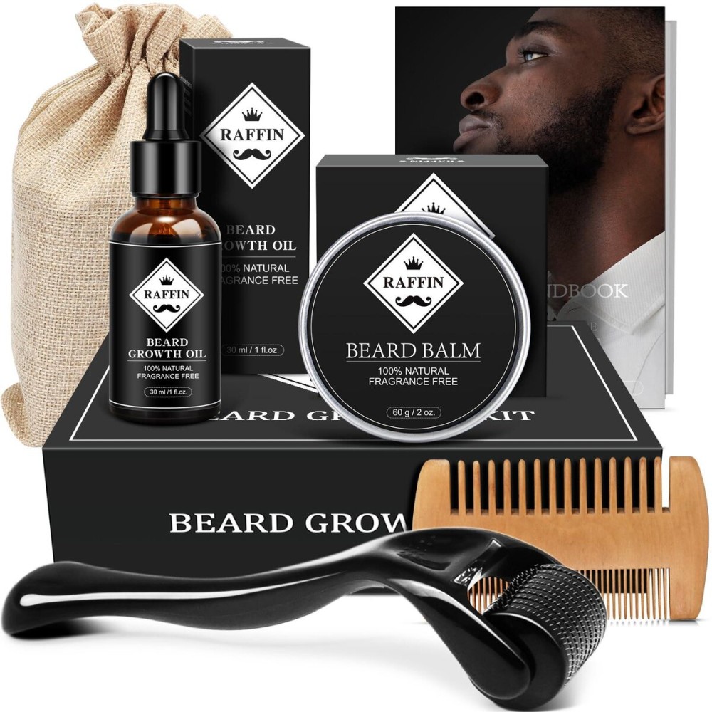 RAFFIN Beard Growth Kit, Beard Kit for Men with Beard Growth Oil, Balm, Comb, Massager for Spot/Patchy Beard, Achieve Fuller, Thicker & Healthier Beards, Gifts for Him Boyfriend Husband Dad RAFFIN Beard Growth Kit, Beard Kit for Men with Beard Growth Oil, Balm, Comb, Massager for Spot/Patchy Beard, Achieve Fuller, Thicker & Healthier Beards, Gifts for Him Boyfriend Husband Dad