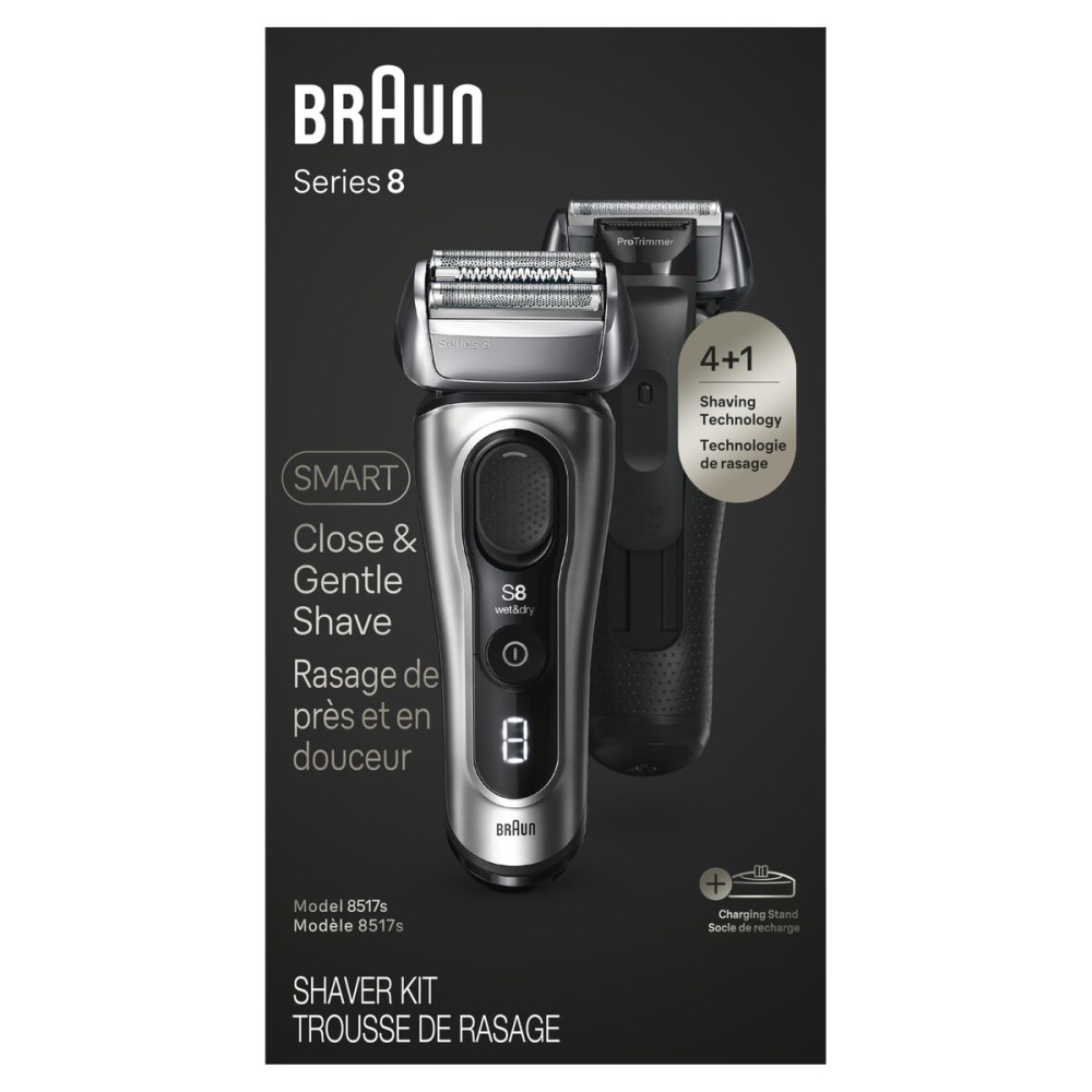 Braun Series 8 Electric Razor for Men, with 4+1 Shaving Elements & Precision Long Hair Trimmer, Close & Gentle Even on Dense Beards, Wet & Dry Electric Razor with 60min Runtime, 8517s Galvano Silver Braun Series 8 Electric Razor for Men, with 4+1 Shaving Elements & Precision Long Hair Trimmer, Close & Gentle Even on Dense Beards, Wet & Dry Electric Razor with 60min Runtime, 8517s Galvano Silver
