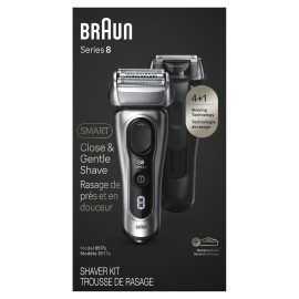 Braun Series 8 Electric Razor for Men, with 4+1 Shaving Elements & Precision Long Hair Trimmer, Close & Gentle Even on Dense Beards, Wet & Dry Electric Razor with 60min Runtime, 8517s Galvano Silver