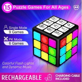 Xinbeiya Rechargeable Game Handheld Cube - 15 Fun Brain & Memory Game with Score Screen - Christmas Easter Birthday Gifts for Boys Girls Ages 6-12+ Years Old - Toy Gift Idea for Kids Teens (Black) Xinbeiya Rechargeable Game Handheld Cube - 15 Fun Brain & Memory Game with Score Screen - Christmas Easter Birthday Gifts for Boys Girls Ages 6-12+ Years Old - Toy Gift Idea for Kids Teens (Black)