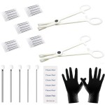 Lyuxzad Piercing Kit 35PCS Professional Piercing Kit Includeds 25PCS Mixed 12G 14G 16G 18G 20G Ear Nose Piercing Needles 2PCS Piercing Clamps 6Pcs Clean Tools 2 Gloves for Ear Nose Piercing Kit