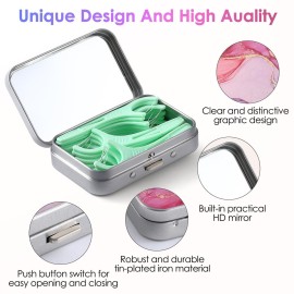 Gerkia Dental Floss Portable Case, Easy to Store Floss Picks of Various Sizes, Portable Dental Floss Dispenser is Perfect for Travelling, Hotels, Dinners, Appointments.Pink Marble
