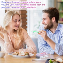 Gerkia Dental Floss Portable Case, Easy to Store Floss Picks of Various Sizes, Portable Dental Floss Dispenser is Perfect for Travelling, Hotels, Dinners, Appointments.Pink Marble