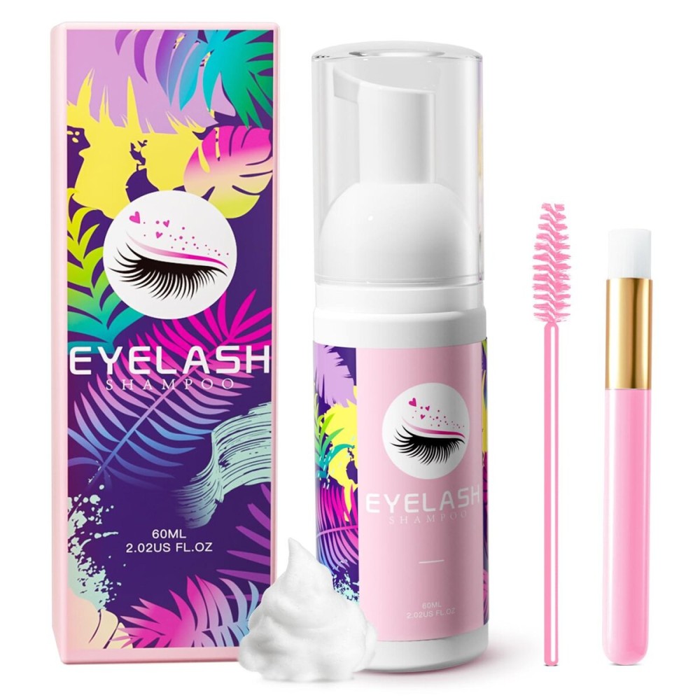 Setgnur Lash Shampoo for Lash Extensions 60ml Eyelash Extension Cleanser Lash Shampoo Cleaning Kit with Shampoo Brush & Mascara Brush-No Irritating Foaming Eyelash Makeup Remover for Home Salon Use Setgnur Lash Shampoo for Lash Extensions 60ml Eyelash Extension Cleanser Lash Shampoo Cleaning Kit with Shampoo Brush & Mascara Brush-No Irritating Foaming Eyelash Makeup Remover for Home Salon Use