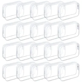 20 Packs Clear Cosmetics Bags for Women Men Waterproof Toiletry Bags PVC Makeup Bags Organizer Case with Zipper for Travel Bathroom (White)