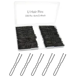 330 Count U Shaped Hair Pins for Buns, YINGFENG 2.4 inch Bun Pins Black Hair Pins for Women Girls with Storage Box, Hair Accessories for All Hair Types