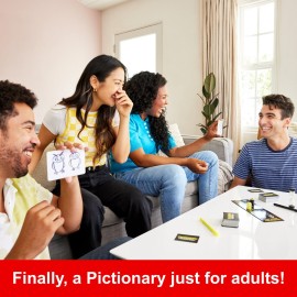 Mattel Games Pictionary Adults Only Party Game for Adults, Drawing Game with Silly Sketches & NSFW Clue Cards, Boards, Markers & Sand Timer