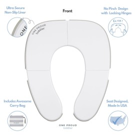 One Proud Toddler Travel Potty Seat, Ultra Compact, Ultra Non-Slip, Seat Made in USA, No-Pinch Locking Hinges, Easy to Clean, Included Carry Bag One Proud Toddler Travel Potty Seat, Ultra Compact, Ultra Non-Slip, Seat Made in USA, No-Pinch Locking Hinges, Easy to Clean, Included Carry Bag