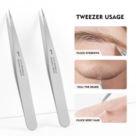 ZERNBER Pointed Tweezers for women Facial hair, NO Gaps Precision Tweezers for Eyebrows, Chin Hair?Ingrown Hair, Splinters, Glass Removal?Silver? ZERNBER Pointed Tweezers for women Facial hair, NO Gaps Precision Tweezers for Eyebrows, Chin Hair?Ingrown Hair, Splinters, Glass Removal?Silver?