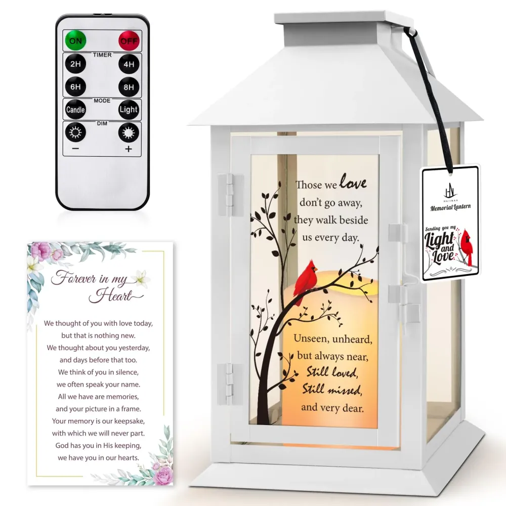 HN HAIINAA Memorial Lantern Bereavement Gifts in Memory of Loved One - Remembrance Sympathy Gifts for Loss of Mother or Father with LED Candle and Remote HN HAIINAA Memorial Lantern Bereavement Gifts in Memory of Loved One - Remembrance Sympathy Gifts for Loss of Mother or Father with LED Candle and Remote