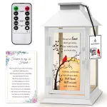 HN HAIINAA Memorial Lantern Bereavement Gifts in Memory of Loved One - Remembrance Sympathy Gifts for Loss of Mother or Father with LED Candle and Remote