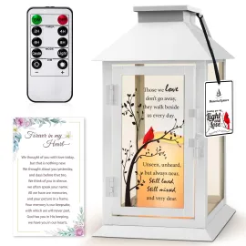 HN HAIINAA Memorial Lantern Bereavement Gifts in Memory of Loved One - Remembrance Sympathy Gifts for Loss of Mother or Father with LED Candle and Remote