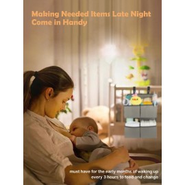 KIKJOK Hanging Diaper Organizer for Crib/Playpen/Bassinet - Hold 80+ Diapers - 4 Deep Pockets-H19in x L15 in Changing Table Diaper Holder - Hanging Diaper Stacker Nursery Caddy Organizer - Grey