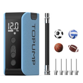TOPUMP Electric Ball Pump with Inflation & Deflation, Portable Rechargeable Ball Pump with Pressure Gauge (Max 20PSI), Suitable for Basketball, Soccer, Volleyball and Rugby