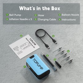 TOPUMP Electric Ball Pump with Inflation & Deflation, Portable Rechargeable Ball Pump with Pressure Gauge (Max 20PSI), Suitable for Basketball, Soccer, Volleyball and Rugby TOPUMP Electric Ball Pump with Inflation & Deflation, Portable Rechargeable Ball Pump with Pressure Gauge (Max 20PSI), Suitable for Basketball, Soccer, Volleyball and Rugby