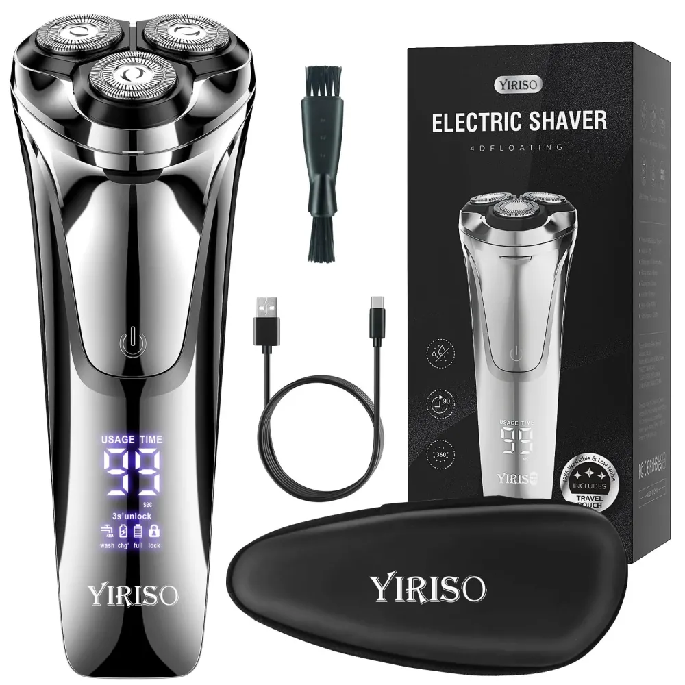 YIRISO Electric Razor for Men, Mens Electric Shavers, Wet & Dry Shaver with Pop-up Trimmer, USB-C Rechargeable Waterproof Portable Shaver with LCD Display/Travel Organizer/Travel Lock Ideal Men Gift YIRISO Electric Razor for Men, Mens Electric Shavers, Wet & Dry Shaver with Pop-up Trimmer, USB-C Rechargeable Waterproof Portable Shaver with LCD Display/Travel Organizer/Travel Lock Ideal Men Gift
