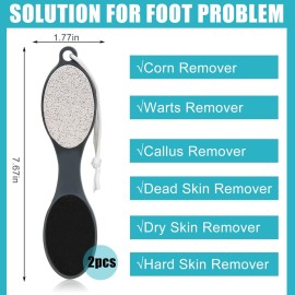Yclin Foot File Callus Remover-2 Pcs 4 in 1 Foot Scrubber Dead Skin Remover for Feet,Pumice Stone, Foot Rasp and Sand Paper for Home Foot Care,Foot Brush for Shower (Grey Pedicure Foot File)