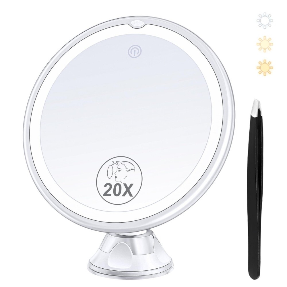 B Beauty Planet 2025 Upgraded Magnifying Mirror with Light, 20X Lighted Magnifying Mirror with Suction Cup and Tweezers, 3 Colors Vanity Mirror, 360 Rotation, Makeup Mirror with Lights 8 Inches B Beauty Planet 2025 Upgraded Magnifying Mirror with Light, 20X Lighted Magnifying Mirror with Suction Cup and Tweezers, 3 Colors Vanity Mirror, 360 Rotation, Makeup Mirror with Lights 8 Inches