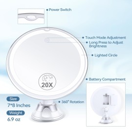 B Beauty Planet 2025 Upgraded Magnifying Mirror with Light, 20X Lighted Magnifying Mirror with Suction Cup and Tweezers, 3 Colors Vanity Mirror, 360 Rotation, Makeup Mirror with Lights 8 Inches B Beauty Planet 2025 Upgraded Magnifying Mirror with Light, 20X Lighted Magnifying Mirror with Suction Cup and Tweezers, 3 Colors Vanity Mirror, 360 Rotation, Makeup Mirror with Lights 8 Inches