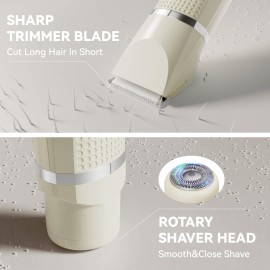 unibono 3-in-1 Electric Razor for Women - Waterproof Bikini Trimmer,Rechargeable Electric Shaver for Lady,Pubic Hair Trimmer Women,Personal Trimmer Groomer for Body Hair (Cream, LY) unibono 3-in-1 Electric Razor for Women - Waterproof Bikini Trimmer,Rechargeable Electric Shaver for Lady,Pubic Hair Trimmer Women,Personal Trimmer Groomer for Body Hair (Cream, LY)