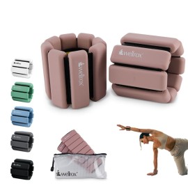 Wellrox Weighted Bangles - Adjustable Ankle and Wrist Weights for Women & Men - Set of Ankle Weights 2 lbs (1 lb Each Wrist Weight) | Weighted Arm Bands for Pilates, Yoga, Running & Walking (Rose)