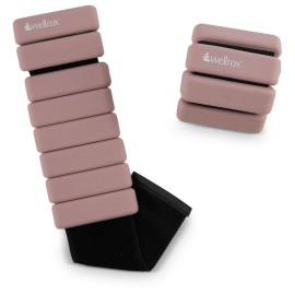 Wellrox Weighted Bangles - Adjustable Ankle and Wrist Weights for Women & Men - Set of Ankle Weights 2 lbs (1 lb Each Wrist Weight) | Weighted Arm Bands for Pilates, Yoga, Running & Walking (Rose)