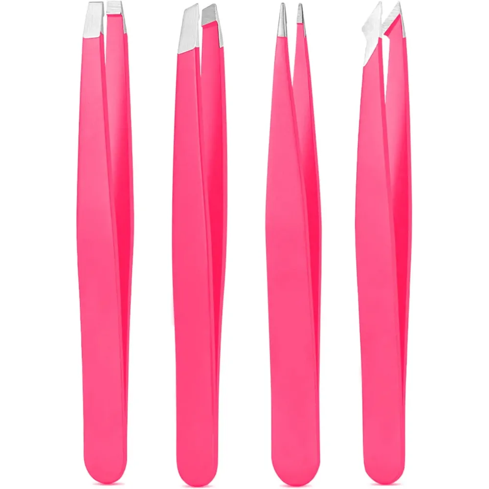 Tweezers Set, High Precision Stainless Steel Eyebrow Tweezers for Facial Hair, Inward Growing Hair and Splinter Remover Kit, Suitable for Women and Men, 4-Piece Set. (pink) Tweezers Set, High Precision Stainless Steel Eyebrow Tweezers for Facial Hair, Inward Growing Hair and Splinter Remover Kit, Suitable for Women and Men, 4-Piece Set. (pink)