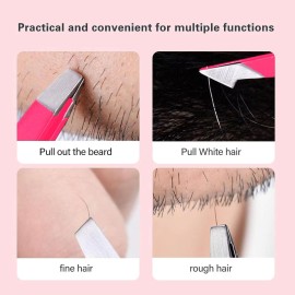 Tweezers Set, High Precision Stainless Steel Eyebrow Tweezers for Facial Hair, Inward Growing Hair and Splinter Remover Kit, Suitable for Women and Men, 4-Piece Set. (pink) Tweezers Set, High Precision Stainless Steel Eyebrow Tweezers for Facial Hair, Inward Growing Hair and Splinter Remover Kit, Suitable for Women and Men, 4-Piece Set. (pink)